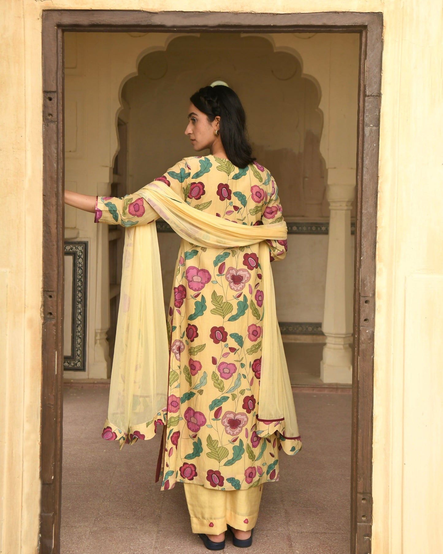 Corn Yellow Kurta Set- M