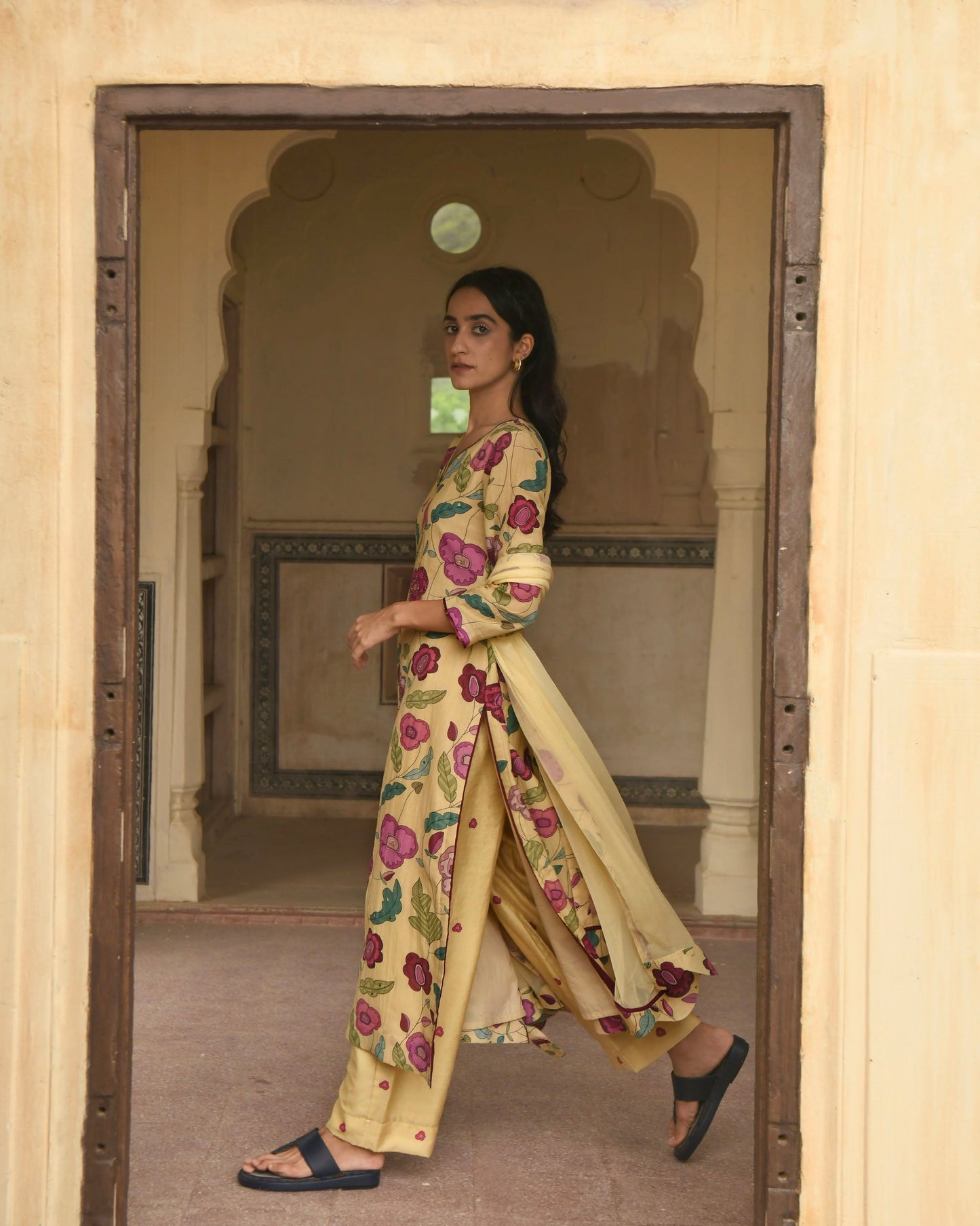 Corn Yellow Kurta Set- M