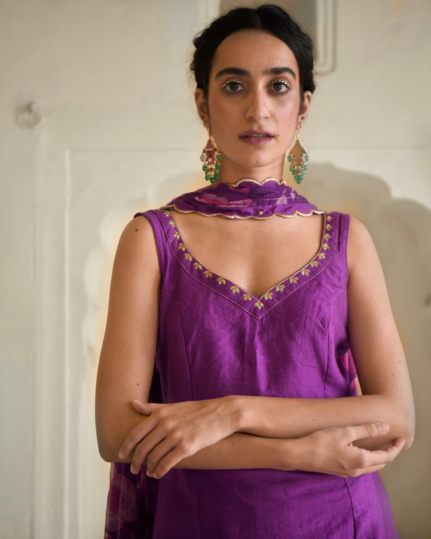 Grape Wine Kurta Set- L