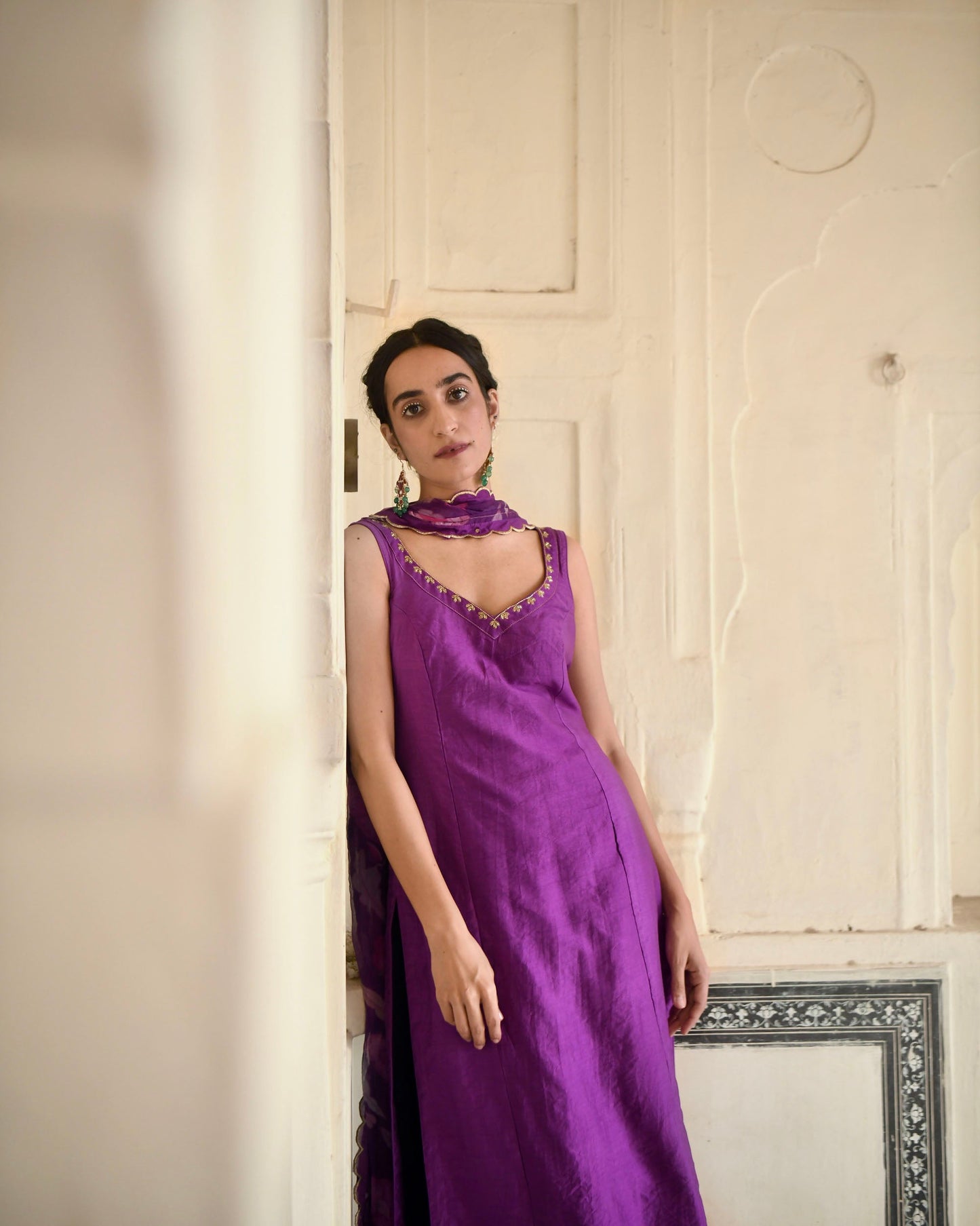 Grape Wine Kurta Set- L