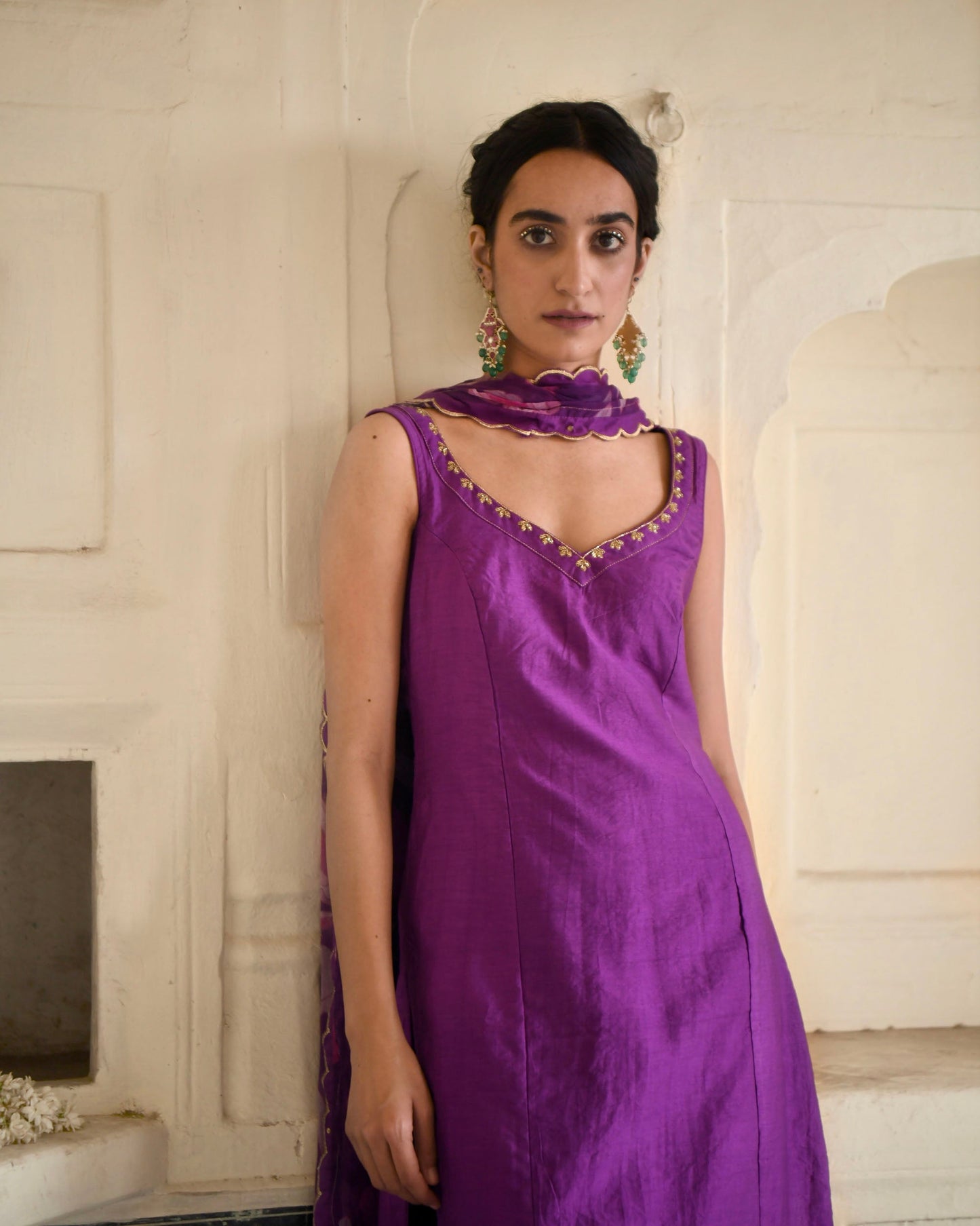 Grape Wine Kurta Set- L