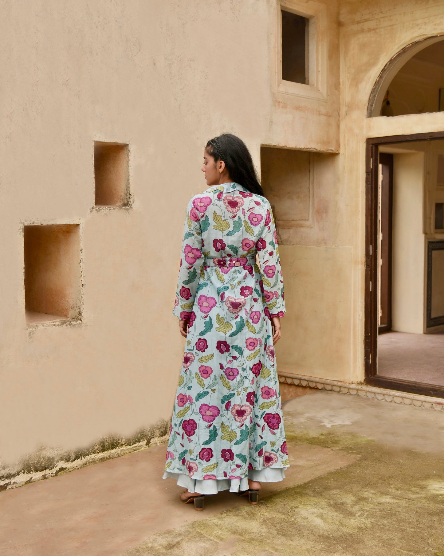 Cloudy Bloom Dress With jacket