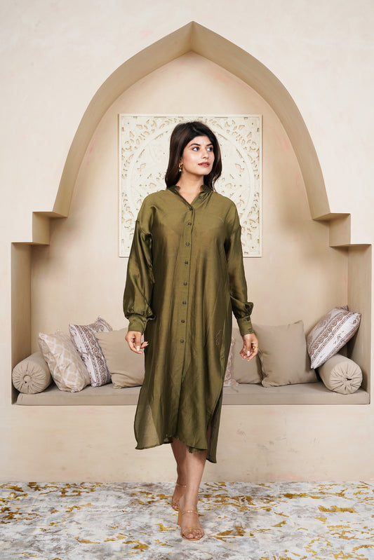 Olive Shirt Dress