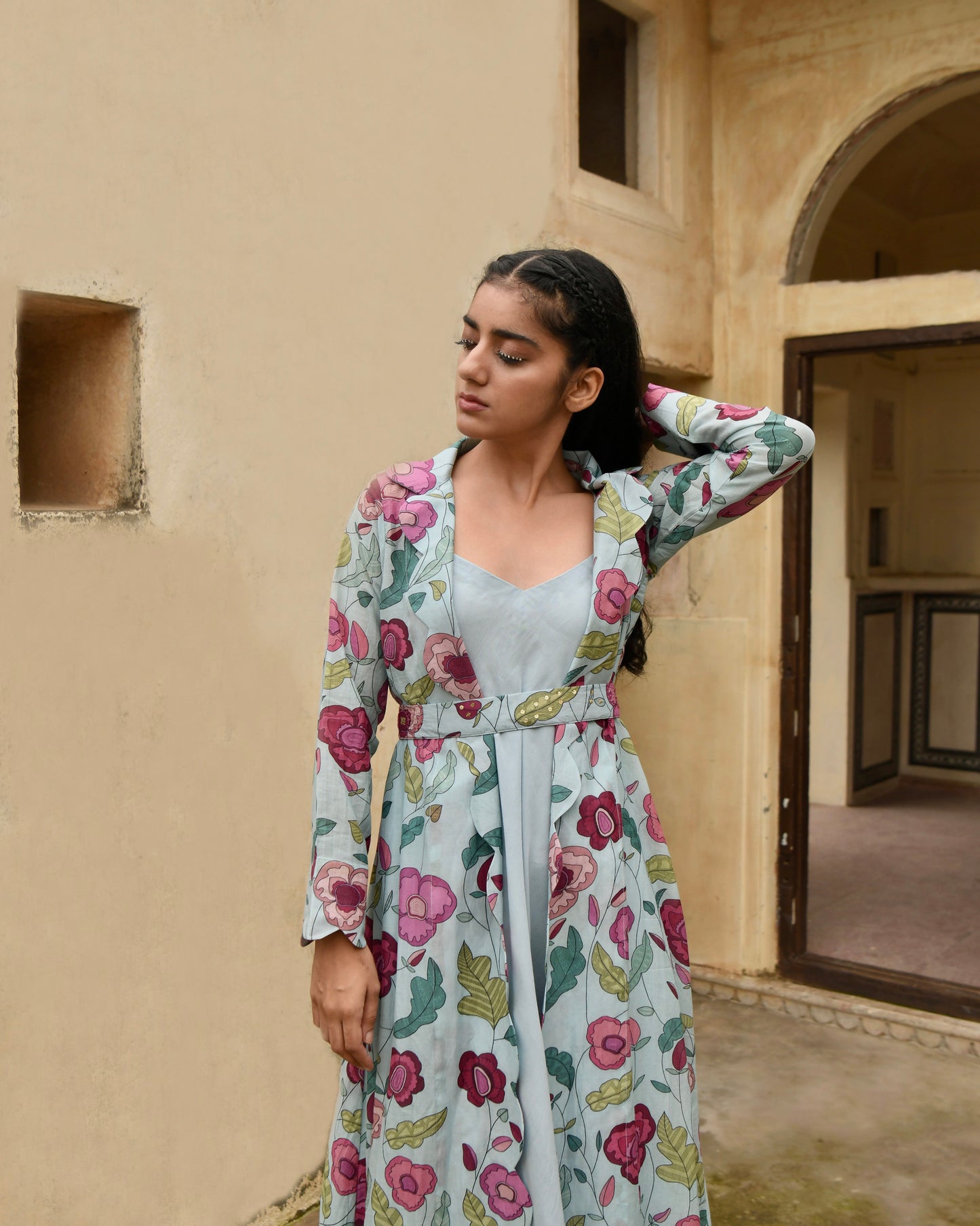 Cloudy Bloom Dress With jacket